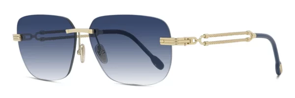 Lunettes de soleil Fred Double Cable FG40048U 30W - Metal Or Brillant, Verres Bleu